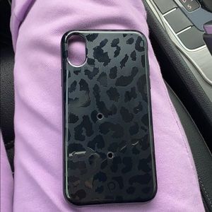 iPhone XR black midnight leopard loopy case